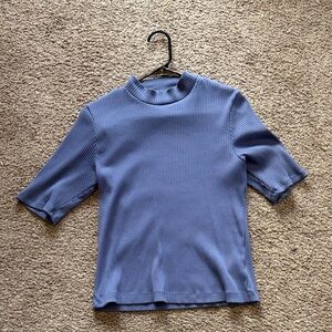 Old Navy Short Sleeve Ribbed Mock Neck Tee in Blue